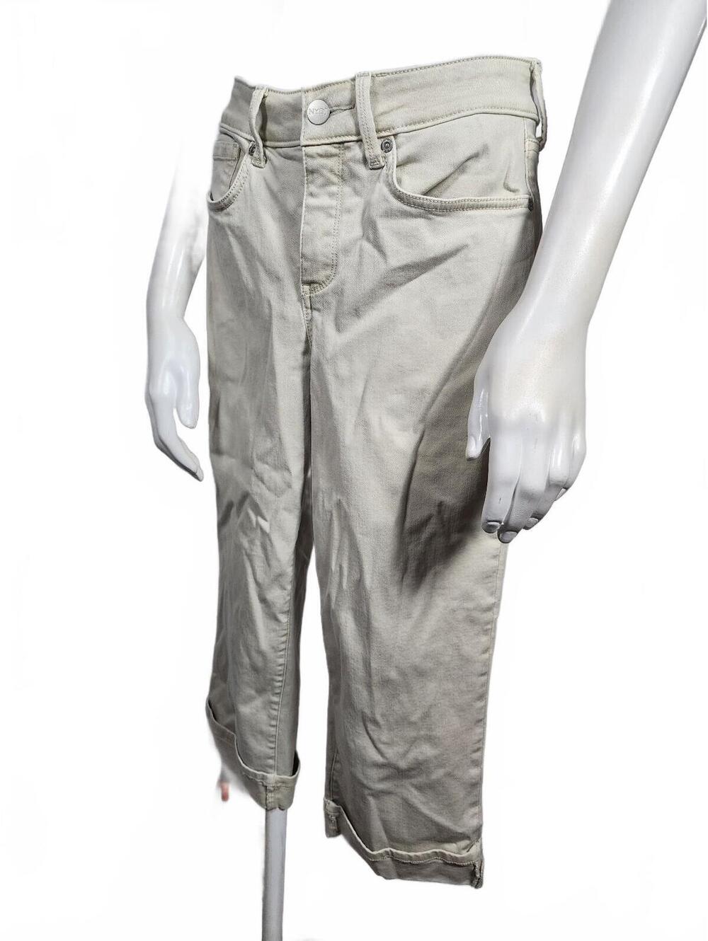 NYDJ Marilyn Straight Fit Cropped Pants Size 4 Beige